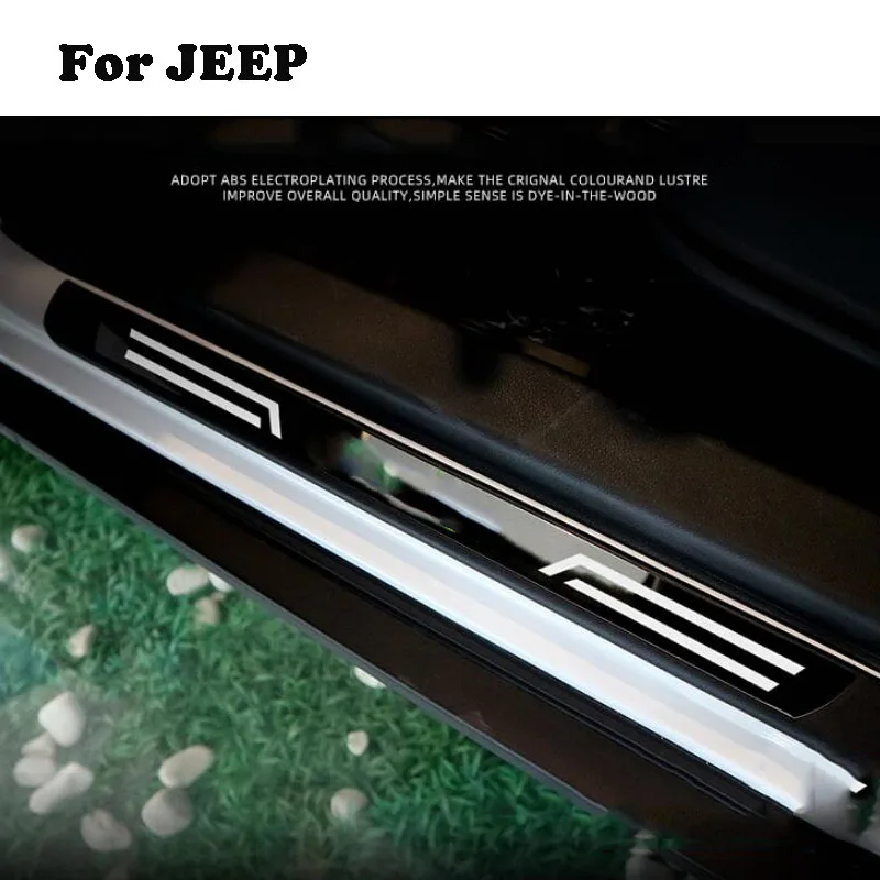

4PCS Door Sill Protector Scuff Plates Stainless Steel Door Pedal Sticker For Jeep Cherokee Accessories 2014 2015 Car Styling