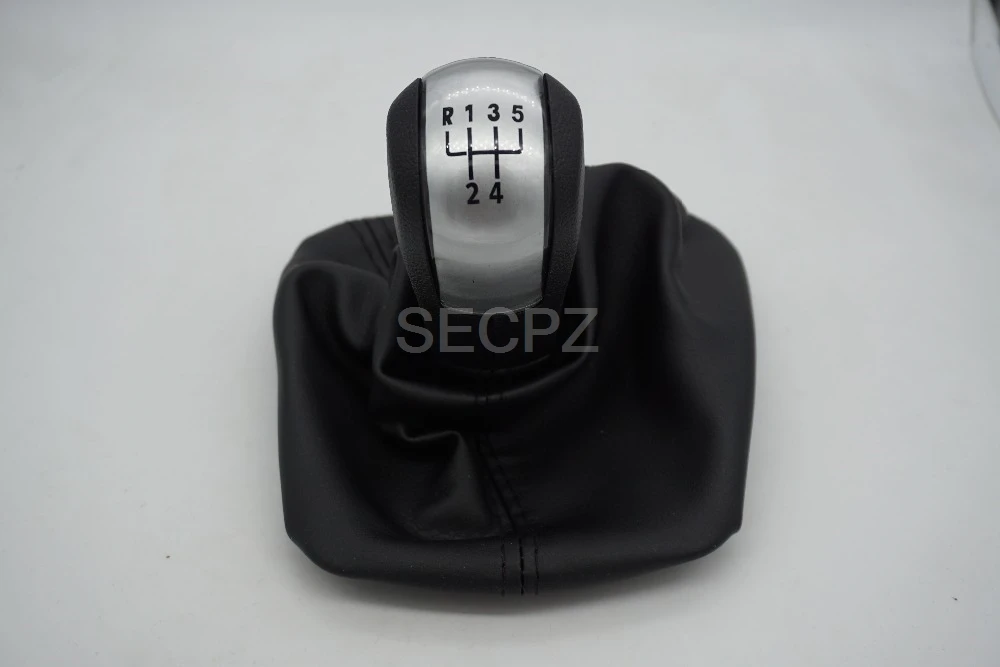 

Free Shipping For Skoda Octavia A5 2004 2005 2006 2007 2008 New 5 Speed Car Gear Shift Knob With Black Leather Boot silver cap