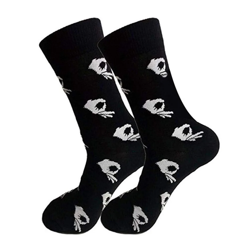 

Autumn Men Socks Fashion OK Sign Crew Type Crazy Casual Daily Sweat Absorbent Sport Adult Non Slip Practical Soft