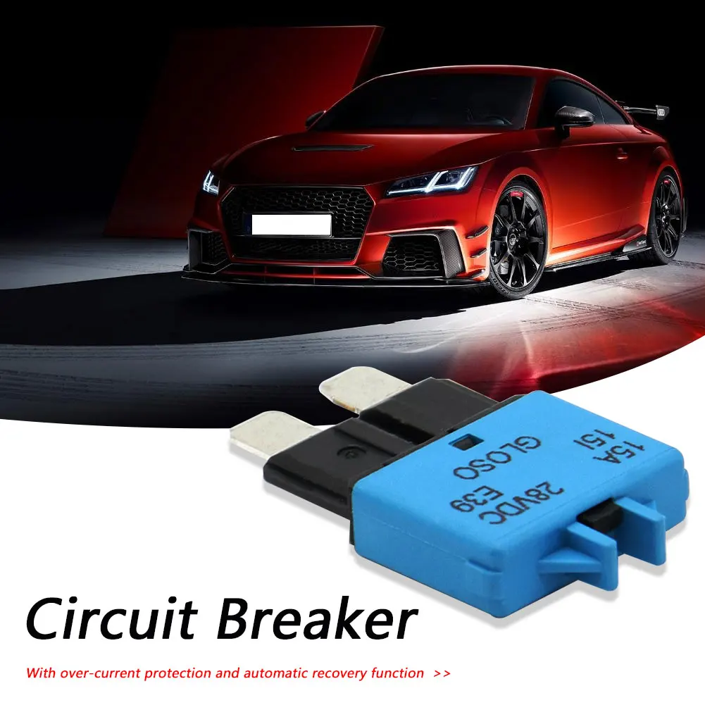 15A Circuit Breaker ATC Blade Fuse Manual Reset Resettable 15 Amp 28V DC for Car Marine Rally Automotive Boat Auto Accessories
