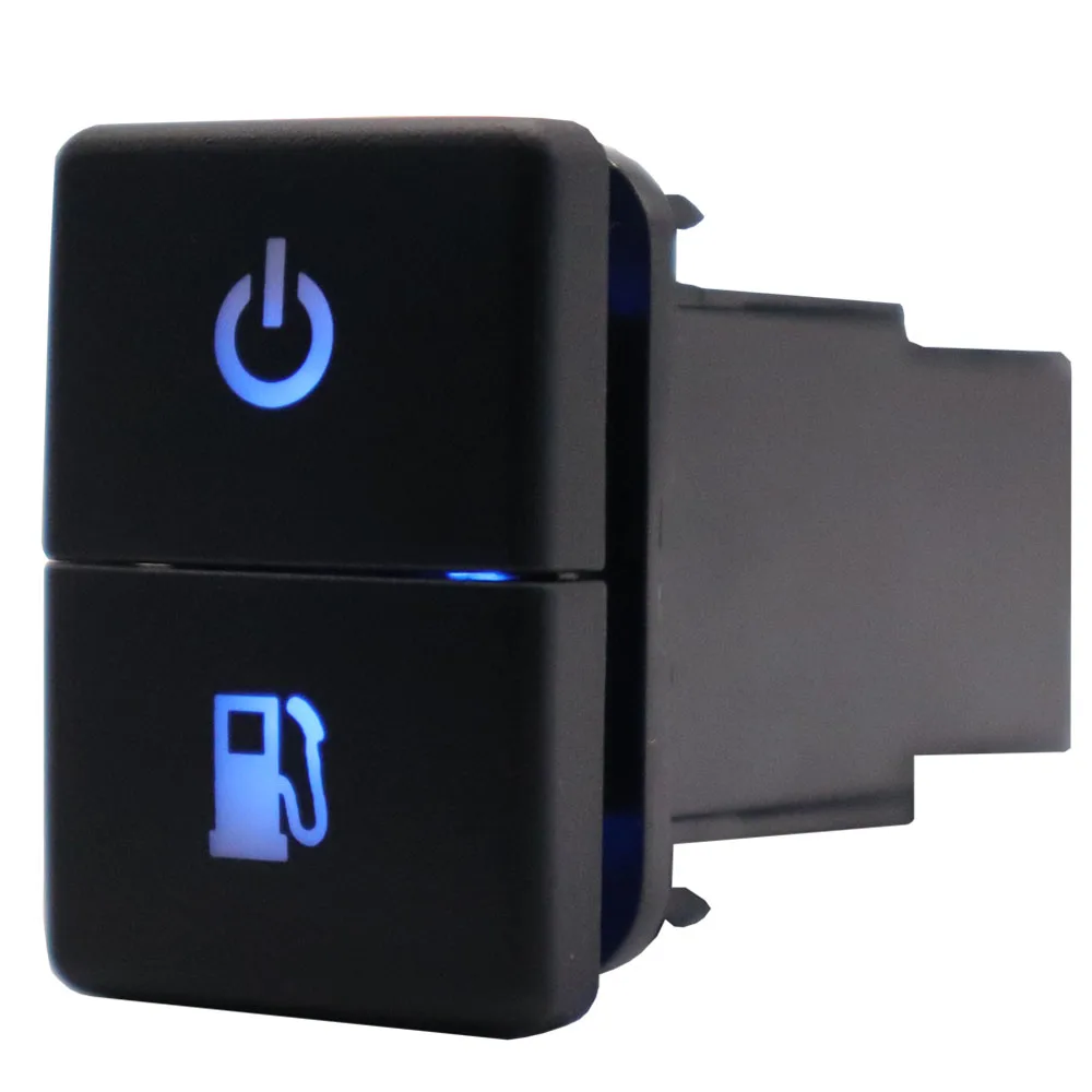 12V Dual Push Button Fuel Tank Switch ON Off Blue/Green Backlit for