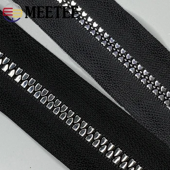 

Meetee 4Meters 5# Resin Silver Teeth Zipper Coded Crop Coil Zips for Jackets Coat Clothing Sewing DIY Bag Tailor Zip Accessories