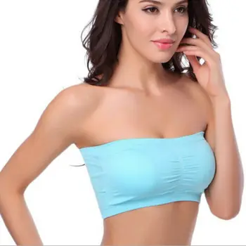 

Sexy Women Underwear Bras Padded Strapless Tube Top Long Bandeau Stretch Ribbed Basic Layering Summer Casual Bras Fashion Hot