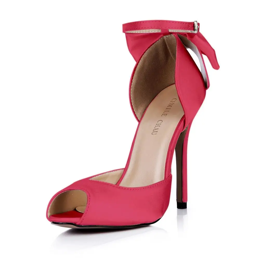 Summer Spring New 12cm High Heel Pumps Bridals Wedding Women Stiletto Ankle Strap Bowing Peep Toe Sexy Party Lady Shoes 3C-k2