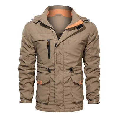 Khaki Mountainskin, мужские толстые походные куртки, зимние уличные спортивные флисовые пальто с капюшоном, рабочие треккинговые мужские куртки, европейские размеры VA633 - Цвет: Khaki