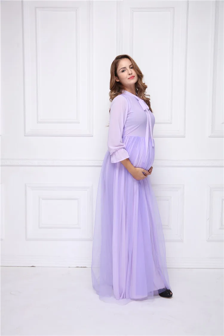 New maternity dresses for photo shoot pregnancy dress photography purple maternity gown Long dress Q1002