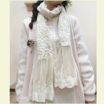 

Lolita mori girl lace kawaii scarf patchwork autumn winter lace scarf 2020