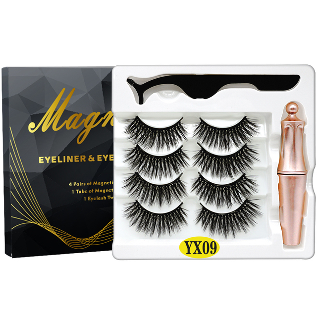 8PCS 2022 New 5 Magnet Magnetic Eyeliner 3D Kit Mink Eyelashes Natural with False Lashes with Tweezers
