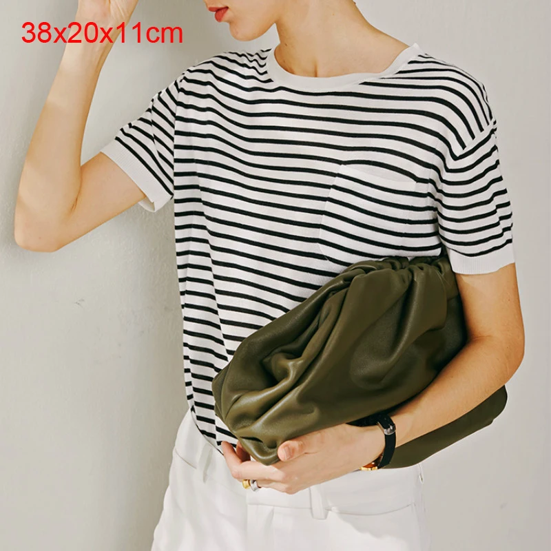 Green Large 38cm Роскошная дизайнерская Новая женская сумка-клатч в форме облака, плиссированная сумка-мессенджер на плечо, маленькая милая женская сумка через плечо - Цвет: Green Large 38cm