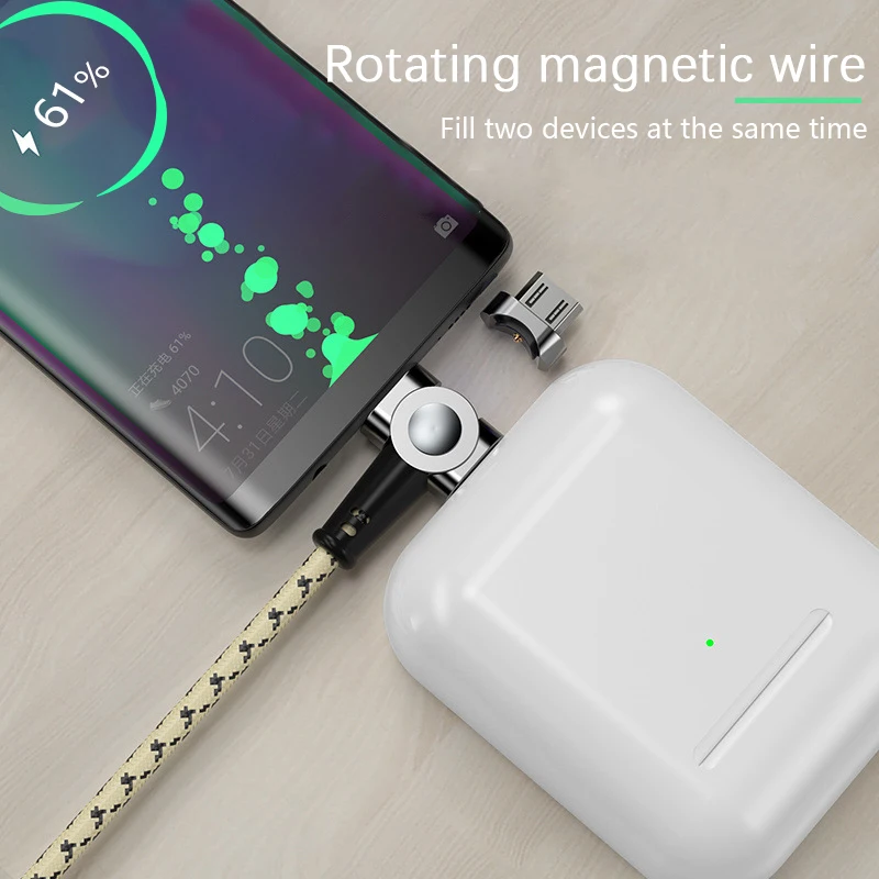 Универсальный Магнитный usb-кабель с поворотом на 180 градусов, кабель для быстрой зарядки, Магнитный зарядный кабель для iPhone XR XS Max X