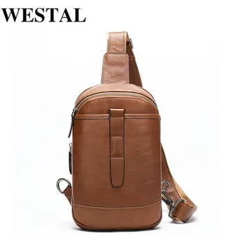 

WESTAL Men's Genuine Leather Shoulder Bags For Men Crossbody Bag Men's Messenger Bags Men Leather Chest Pack Male Sling Bags