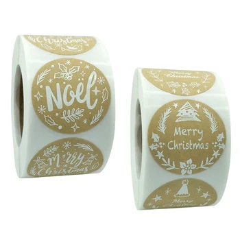 

500pcs Kraft Stickers Christmas Gift Decoration Sticker For Package Stationery Stickers Festival Happy Decorations Seal Labels