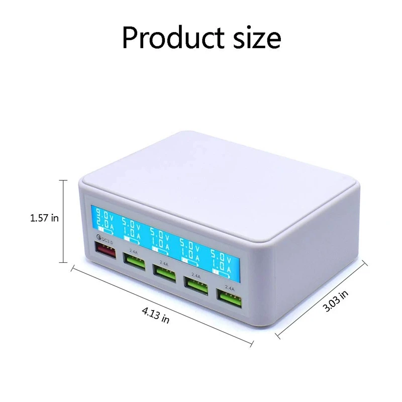 AAAE Top-Quick Charge Qc 3,0 Smart 5 Порт Usb зарядное устройство адаптер станция ЖК-дисплей(белый