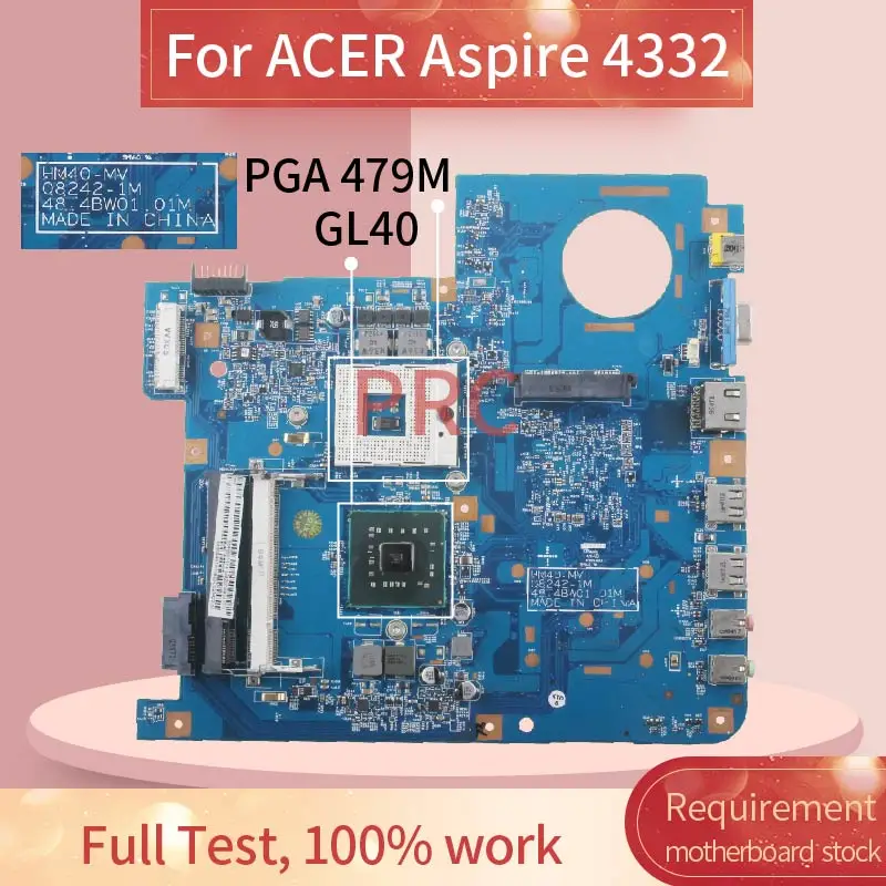 Placa-mãe para Notebook Acer Aspire 4332 082421m Gl40 Pga 479m Ddr2