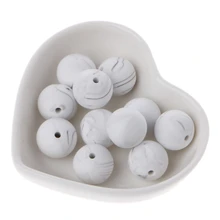 10 шт Силиконовые мраморные белые бусины для прорезывания зубов Детские Жевательные бусины Сделай Сам грызунок игрушки