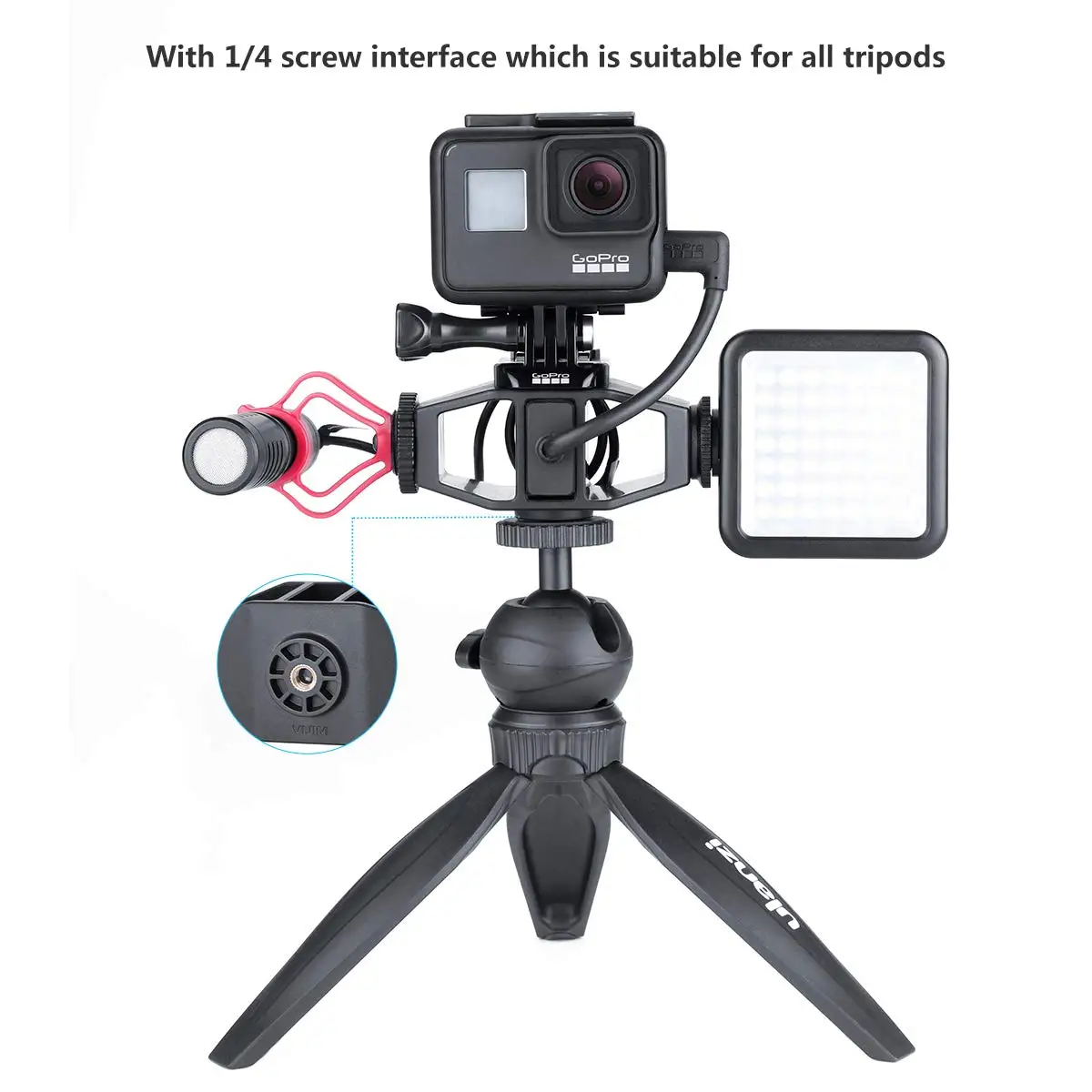 Vlogging крепление для экшн-камеры Gopro Hero 7 6 5/DJI Osmo корпус микрофона для адаптера с винтом 1/" Холодный башмак/световая подставка
