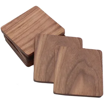 

6 Pcs Wood Coasters Placemats Decor Square Heat Resistant Drink Mat Home Table Tea Coffee Cup Pad