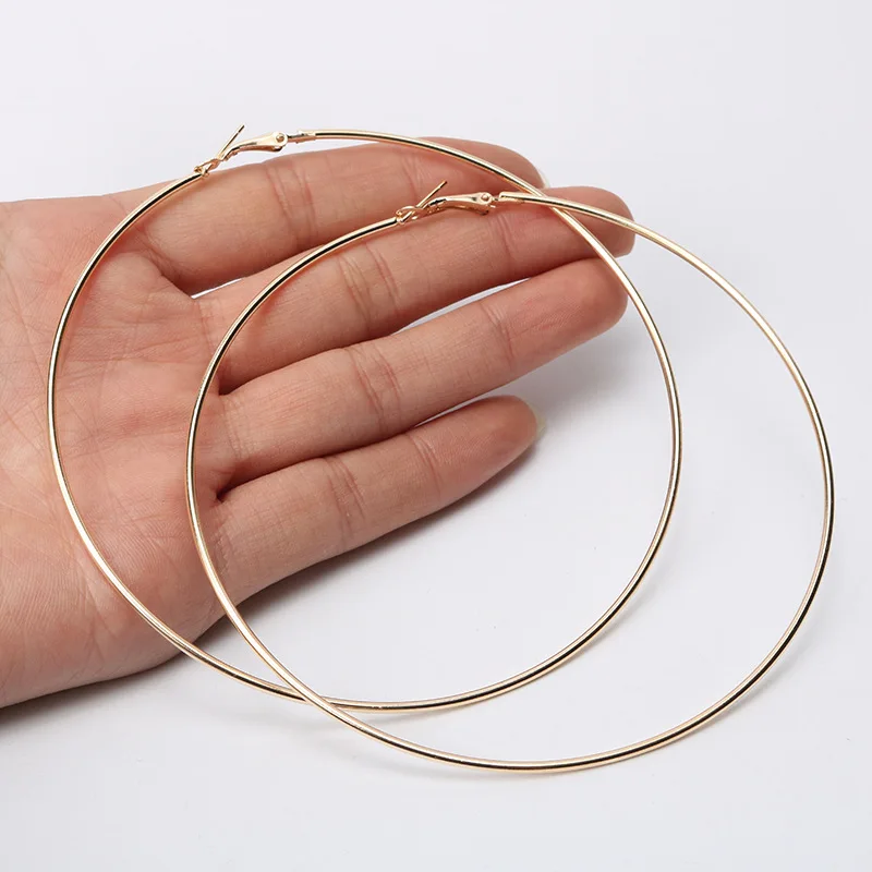 BLIJERY Exaggerated 12cm Super Big Hoop Earrings Smooth Large