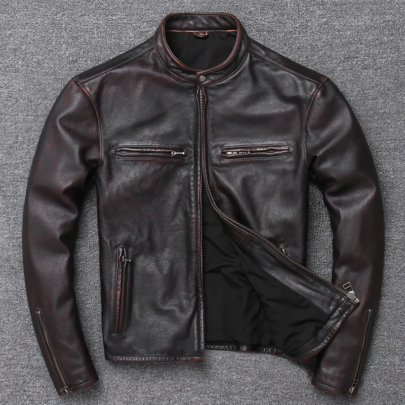 

Tide Blockbuster Dyed Lear Jacket Water Storage Techniques Pure Cowhide Lear Lear Man Motorcycle Clothing