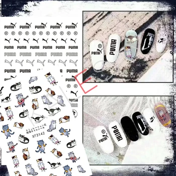 

Summer Adhesive Black Sport Nail Stickers Manicure Design Decoration Back Glue Stickers for Nails Decals Stamp Foils Sticker