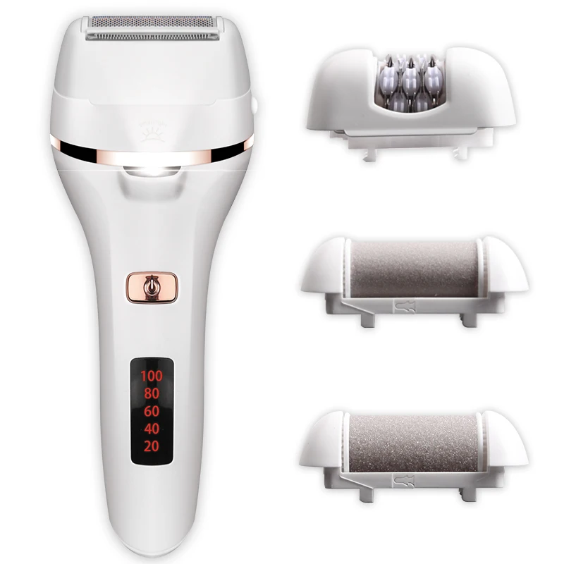 Lima electrónica 4 en 1 para pies, herramientas de pedicura para eliminación de callos de piel muerta, recargable multifunción, depilación corporal