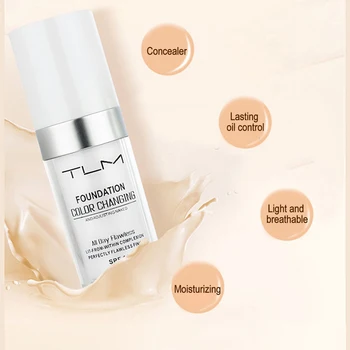 

TLM Foundation Makeup Color Changing Foundation High Coverage Liquid Foundation Concealer Matte Foundation Base maquiagem