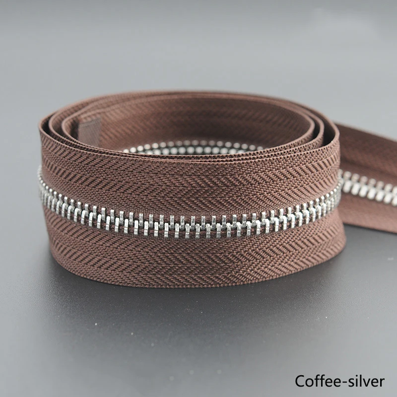 coffee silver 1/3 ярд Meetee 5# Металлические молнии Открытый портной одежды сумки для дома швейные изделия для одежды пальто одежда молния ремонт аксессуар - Цвет: coffee silver