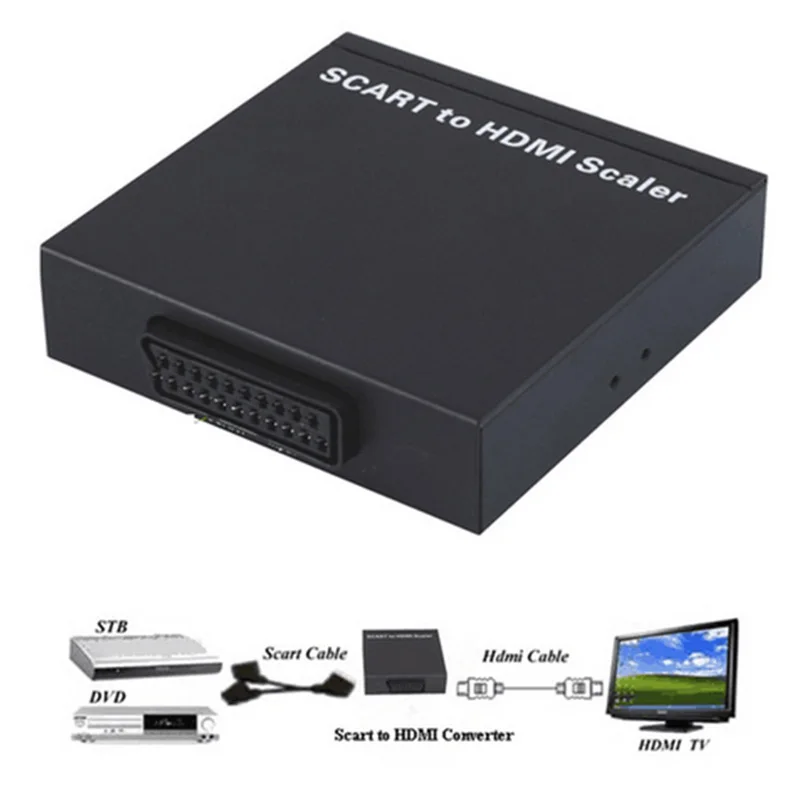 

EU Scart to HDMI converter Scaler cable adapter Scart in hdmi HDMI out with power adapter up to 720P