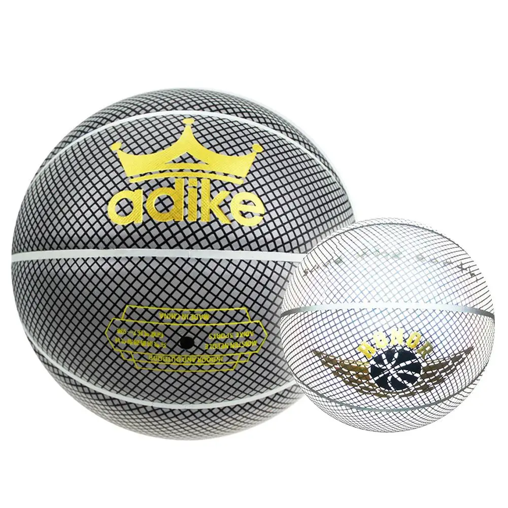 Официальный размер 7 светоотражающий баскетбольный тренировочный Гладкий/Нескользящий Захват/скользкий светящийся голографический баскетбольный мяч для наружного использования в помещении