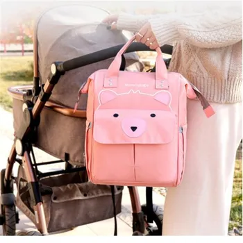 

Cute Bear Mommy Bag Baby Bag for Mommy Backpack Lightweight And Large Capacity 2020 New Fashion Diaper Bag Nylon Baby Care Bag