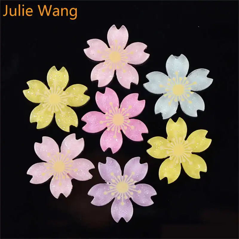 Julie Wang 20 шт. цветы из каучука смешанные вишневые Цветы Подвески Сакура аксессуары