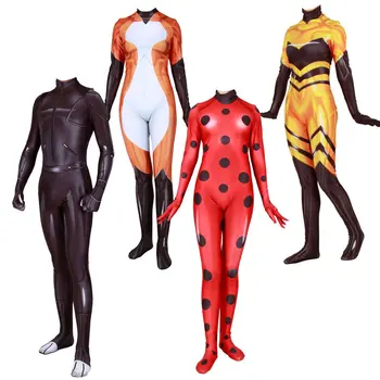 

Anime Queen Bee Costume Marinette Adrien Cat Noir Cosplay Zentai Jumpsuit Bodysuit Halloween Carnival Outfit Kids Adult