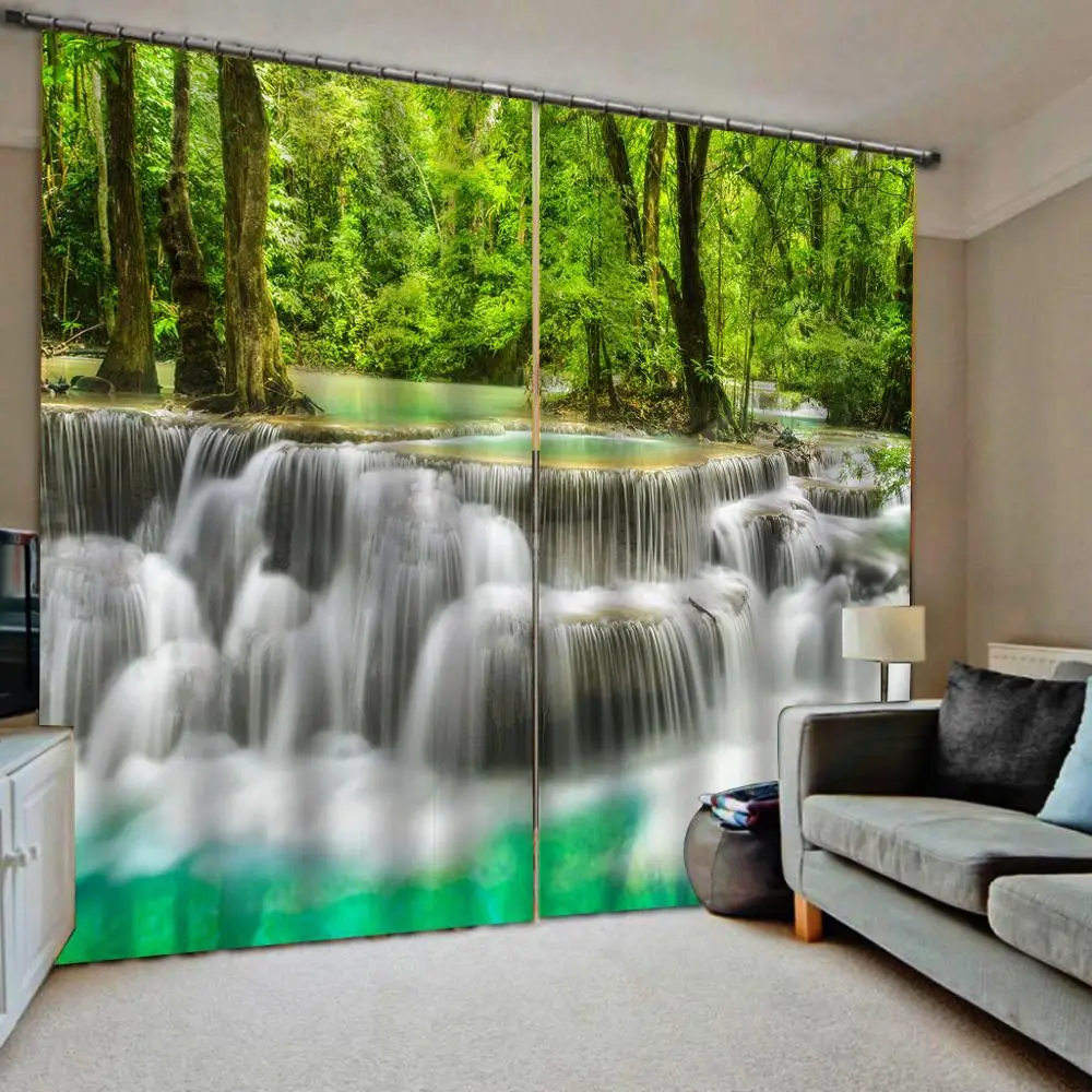 Nature scenery landscape curtains green curtain 3D Curtain Luxury Blackout Window Curtain Living Room blackout curtains