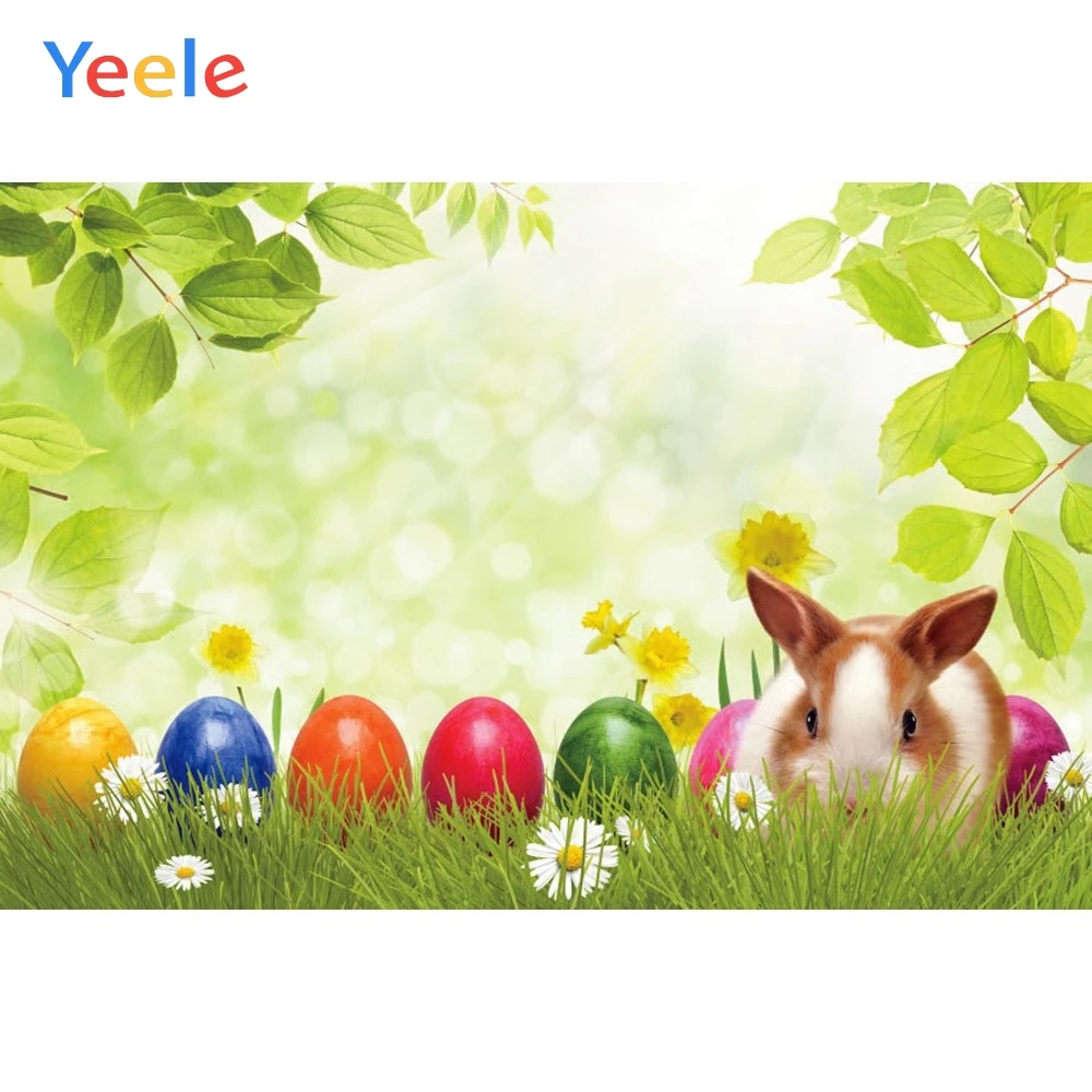 

Spring Easter Rabbit Eggs Flower Leaves Baby Shower Portrait Vinyl Backdrop Photography Background For Photo Studio Photozone
