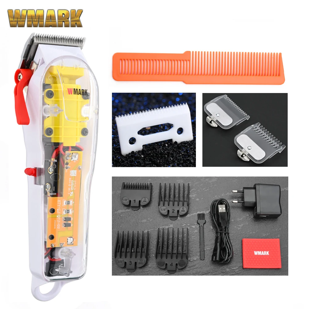 2020 WMARK New Model NG 108 Rechargeable Hair Cutting Machine Hair Clippers Trimmer Transparent Cover White Or Red Base 7300rpm