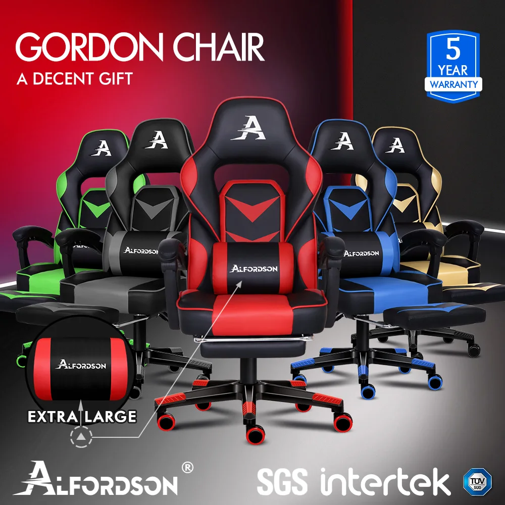 Alfordson Gaming Chair Office Seat Generous Padding Footrest Executive