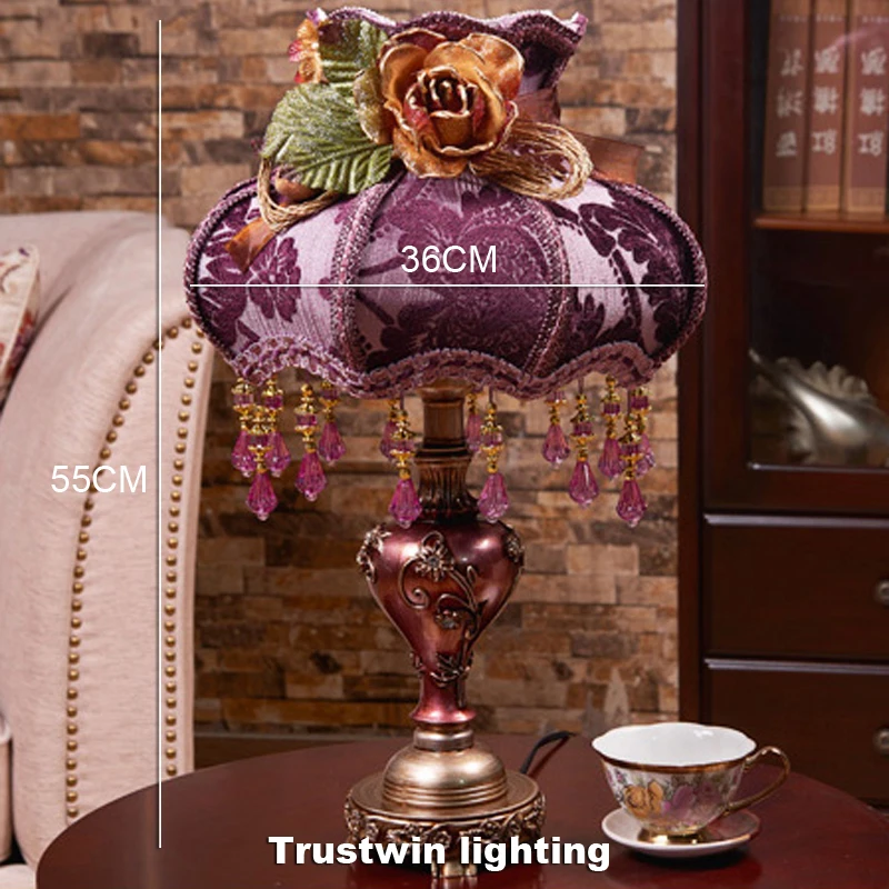 Классический хрустальный Настольный светильник, тканевый винтажный Ретро Европейский Дворцовый стиль, настольная лампа для спальни, светильник для прикроватной кровати, гостиной