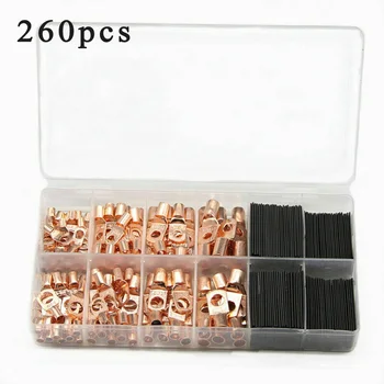 

260PCS Wire Ring Terminals Copper Cable Lug Connector + Heat Shrink Tubing Kit