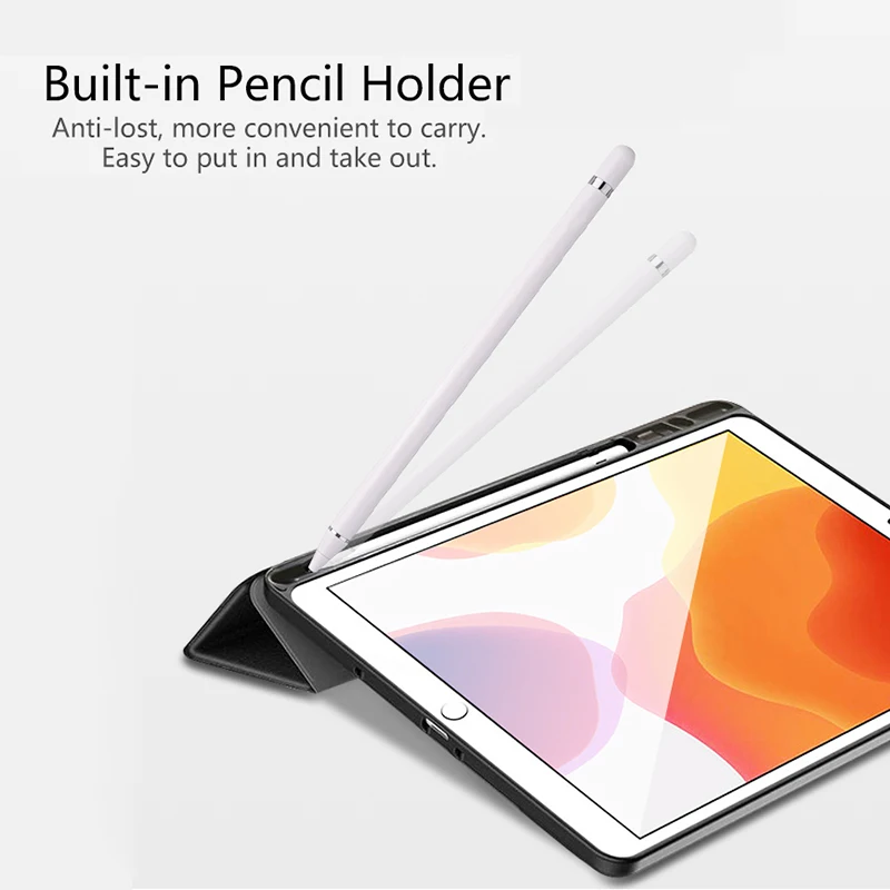 Чехол из искусственной кожи для iPad 7th Gen 10,2 дюймов A2197 планшет с карандашом Держатель подставка чехол Авто Режим сна/Пробуждение ТПУ Защита HY003