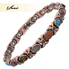 Vivari, Женский магнитный браслет, красочные полукамни, медное покрытие, Женские Ювелирные изделия, боли, рельефный браслет, браслет
