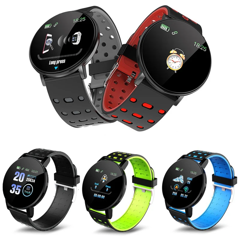 119Plus Смарт часы Bluetooth для мужчин IP67 Водонепроницаемый кровяное давление смарт