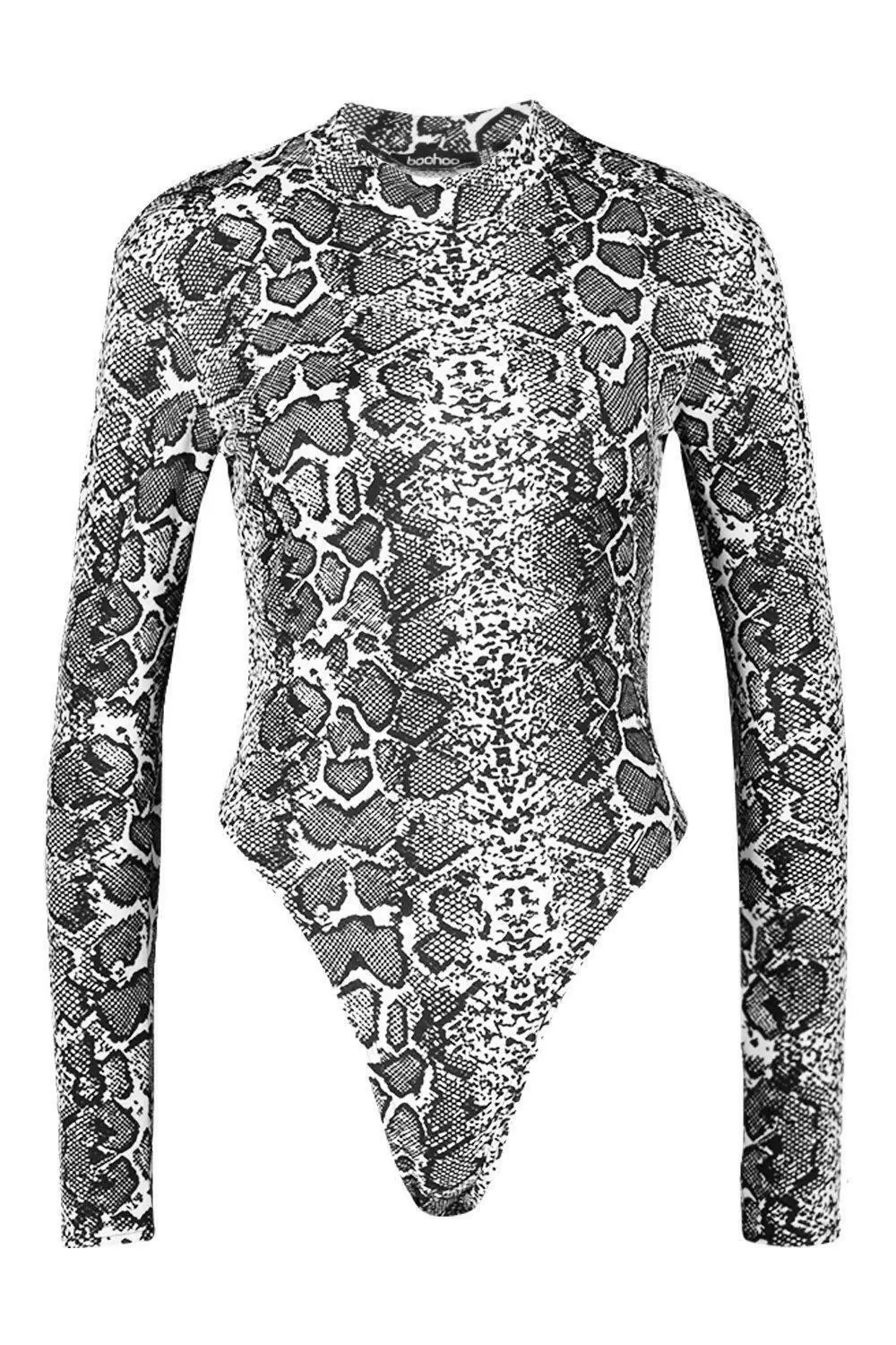 corset bodysuit 2020 New Women Long Sleeve Slim Bodysuit Top Snake Skin Print Club Party Bodycon Bodysuit Jumpsuit Summer Autumn Sexy Top black body suit Bodysuits