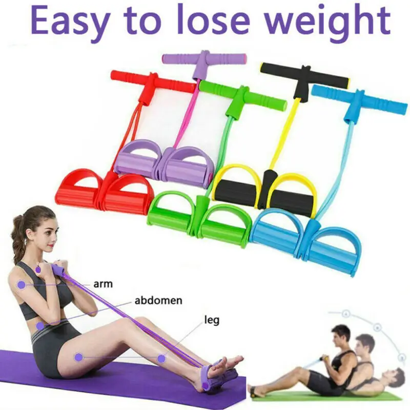 Foot Pedal Pull Rope Fitness Exercise Resistance Band Yoga Equipment Sit up USA Multifunctional