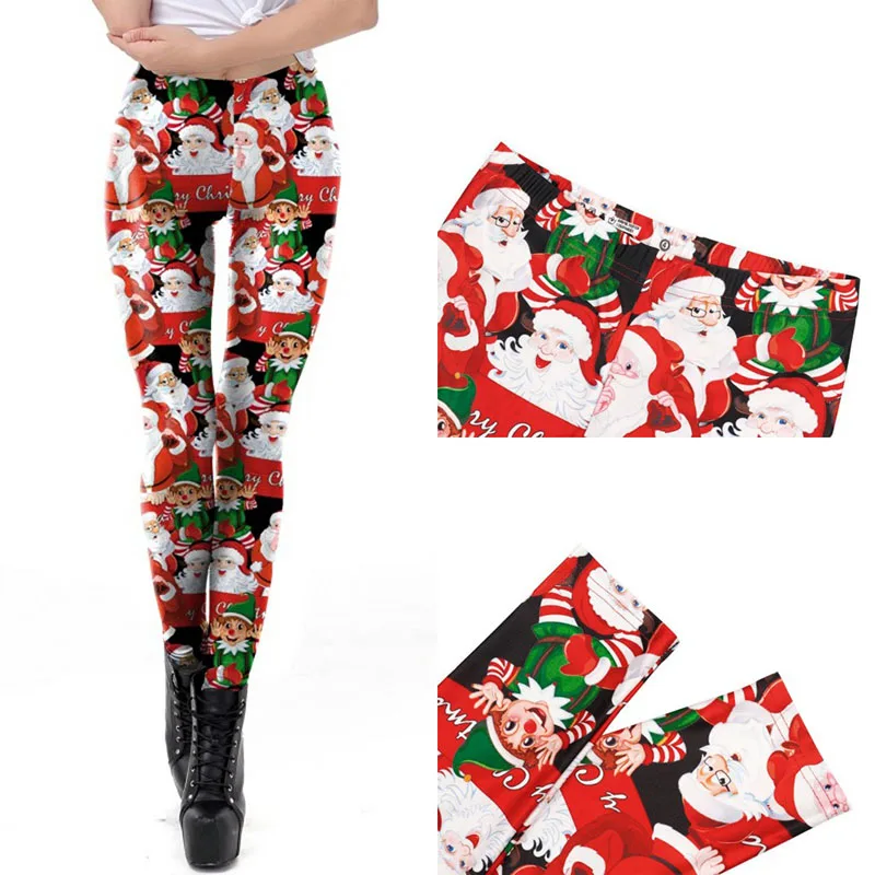 Женские штаны, леггинсы, новые рождественские эластичные леггинсы с высокой талией, 3D рождественские леггинсы с цифровым принтом, праздничные Фитнес-Леггинсы длиной до щиколотки