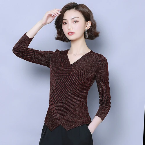 

G476165 2019 Autumn New Style Shirt Wild Loose Large Size Bottoming Shirt Female Long Sleeve