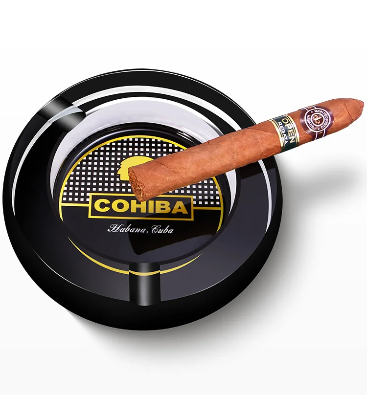 Черный COHIBA Роскошная Хрустальная пепельница для сигар 3 пепельницы в 1 дизайн Бытовая Портативная Домашняя пепельница для сигарет уличная пепельница CLG-0011 - Цвет: Черный