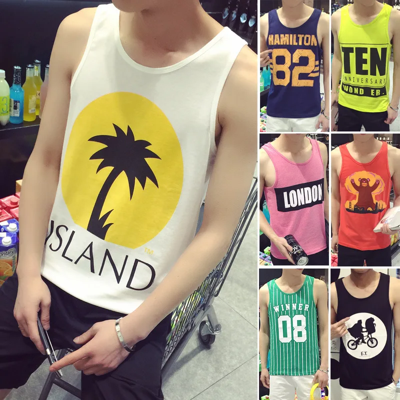 MEN'S Vest Fashion Man Printed Vacuuming Long-term Large Amount Favorably Men'S Wear