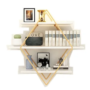 

Ins wrought iron creative ornament bookshelf wall storage rack wall-mounted living room bedroom solid wood word board