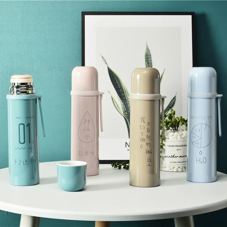 

Creative Network Fashionable Words Bullet Thermos Mug 304 Stainless Steel Spacious Double Wall Water Bottle Portable Hand Cup