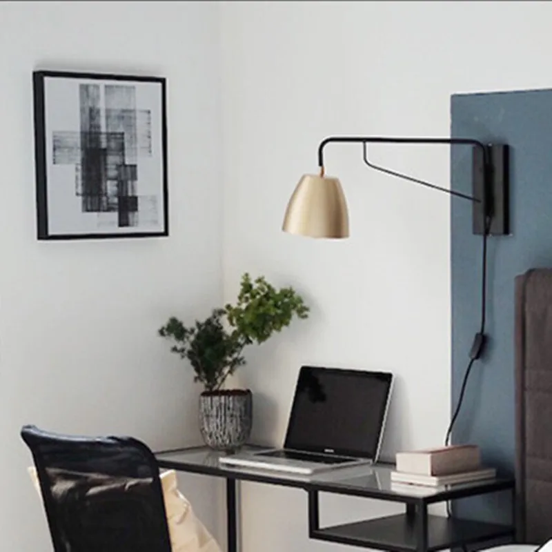 

Postmodern Loft RH Metal Bedside Wall Lamp Creative Copper Study Bar Cafe Bedroom Led Wall Lighting Free Shipping